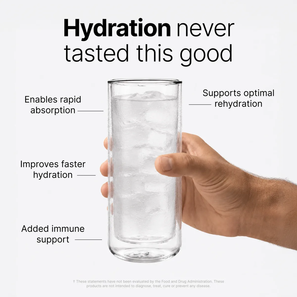 Glass of water mixed with Rise